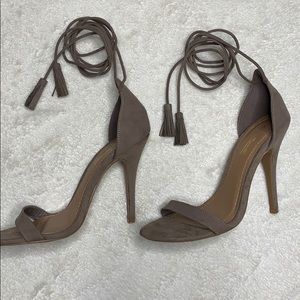 Gray Suede Lace Up Heels
